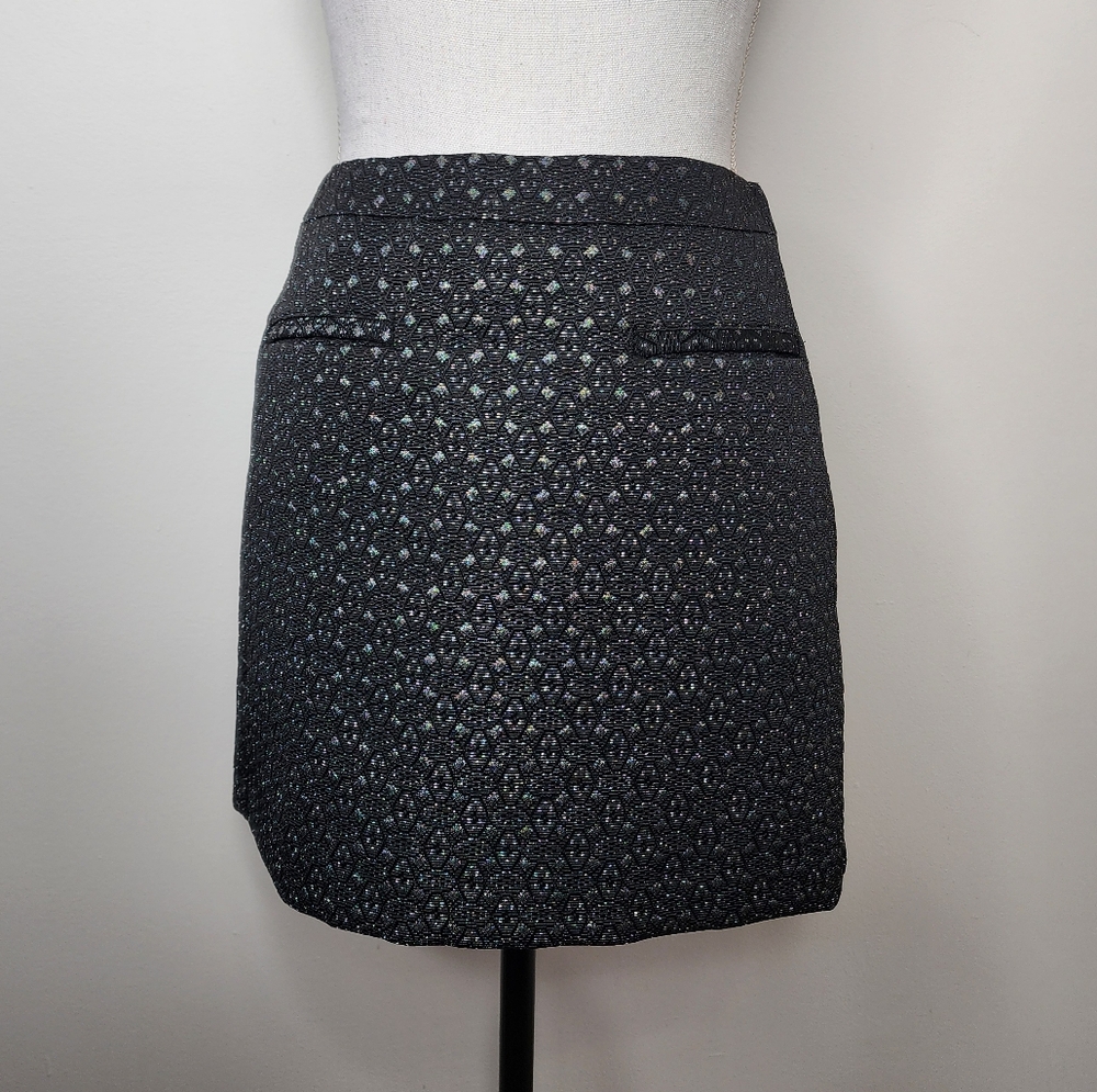 Gap black silver diamond embroidered mini skirt women's 6‎